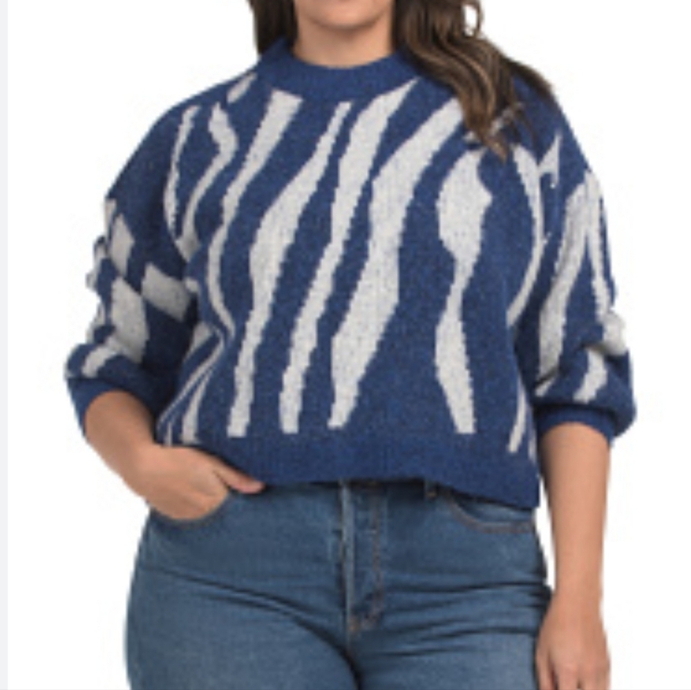 Vero Moda‎ Womens Belle Long Sleeve blue white striped Knit Sweater Size 2X NWT